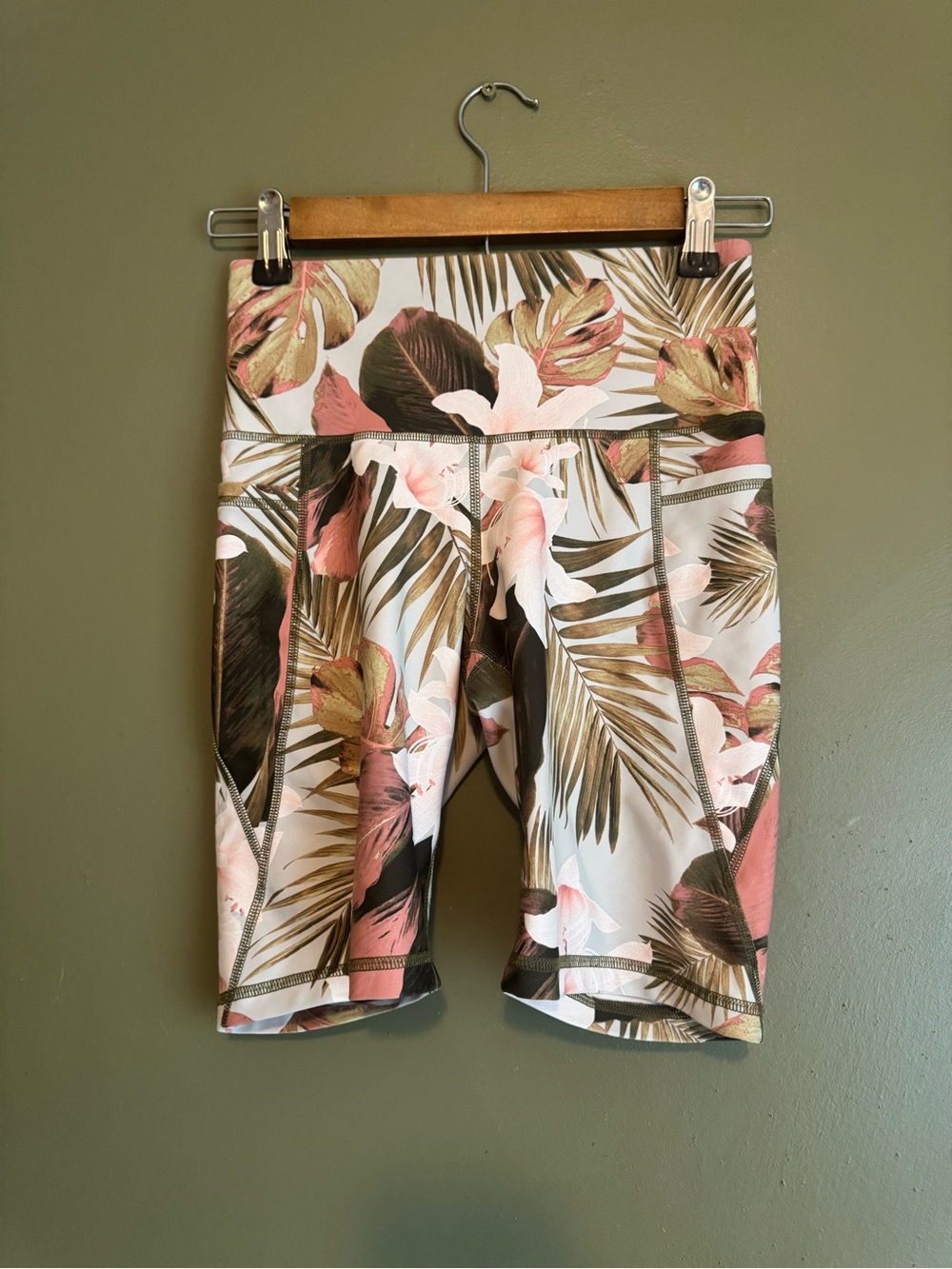 Old Navy Tropical Print Bike Shorts in White, Pink, Green